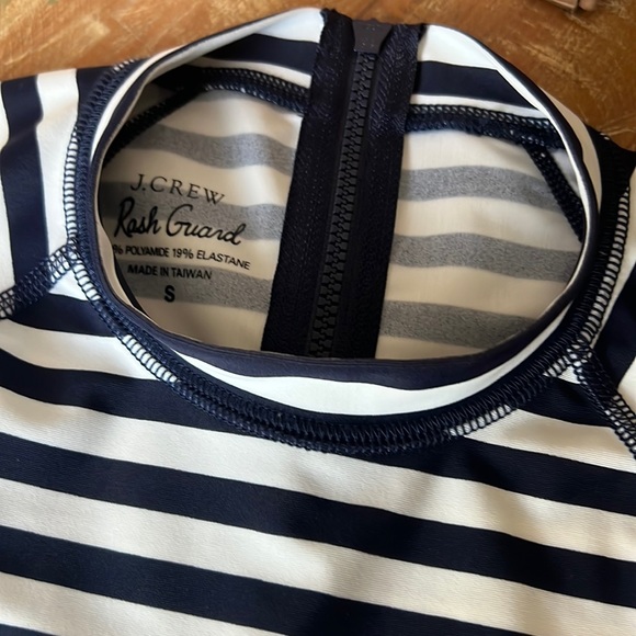 J Crew Beachwear Long Sleeve Top, back zipper, white and blue stripe, small - Picture 2 of 8